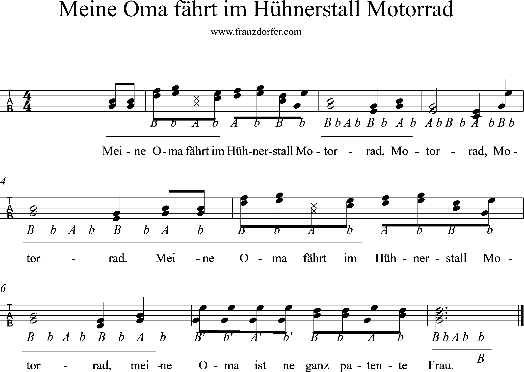 steirische lernen, Meine Oma fährt im Hühnerstall Motorrad-polka-takt 7-auf zug steirische lernen, Meine Oma fährt im Hühnerstall Motorrad